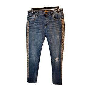 Driftwood Jackie Womens Jeans Sz 30  Embroidered Aztec Boho ALTERED